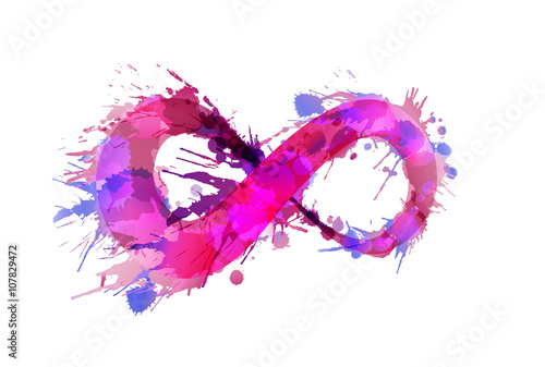 Infinity symbol made of colorful grunge splashes