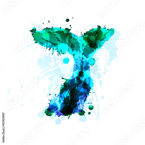 Whale tale made of colorful grunge splashes