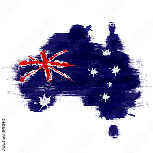 Grunge map of Australia with Australian flag