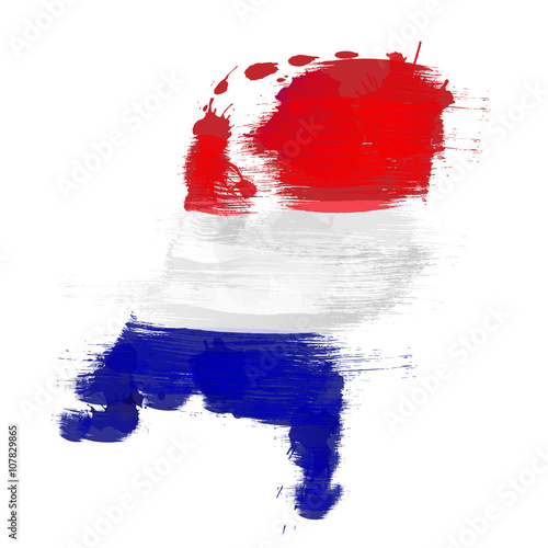 Fotótapéta Grunge map of Netherlands with Dutch flag