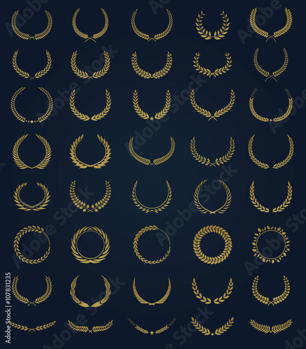 Crest logo element set,Coat of arms,Set of award laurel wreaths and branches,vector illustration.