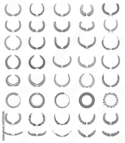 Crest logo element set,Coat of arms,Set of award laurel wreaths and branches,vector illustration.
