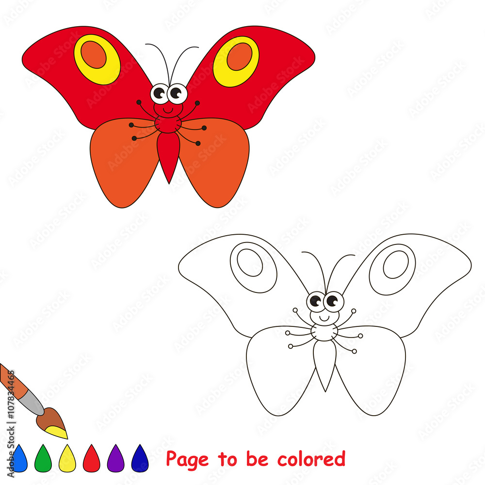 Cute butterfly cartoon. Page to be colored. Cute butterfly cartoon. Page to be colored.
