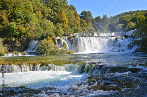 Beautiful waterfall on Plitvice Lake
