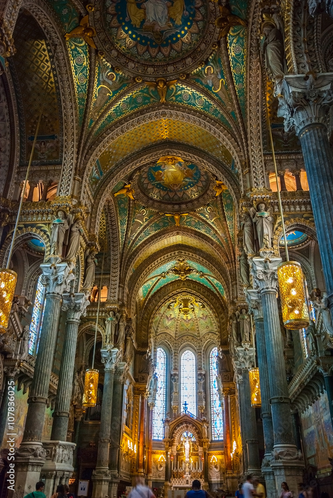 Interior of Lyon cathedral, France