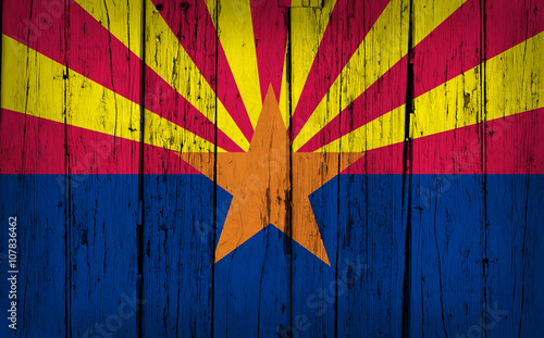 Arizona Flag Grunge Wooden Background