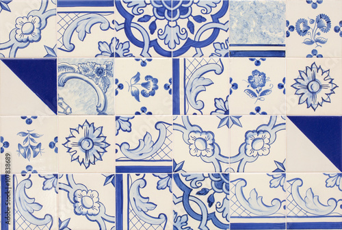 Blue Tiles. Blue tiles put down at random give a middle eastern design atmosphere which would make a good background.