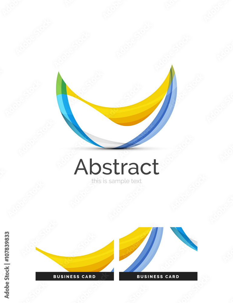 Circle logo. Transparent overlapping swirl shapes. Modern clean business icon Circle logo. Transparent overlapping swirl shapes. Modern clean business icon