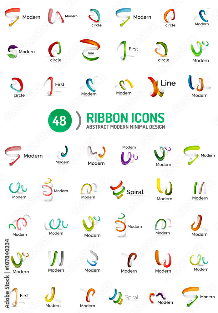 Fototapeta premium Vector line ribbon logo set