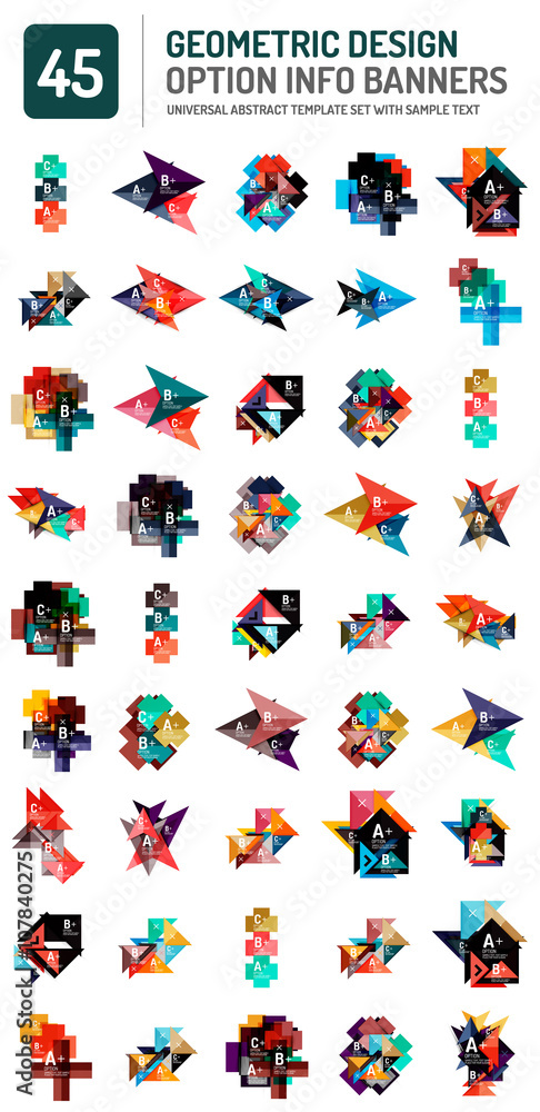 Fototapeta premium Set of web box geometric banners