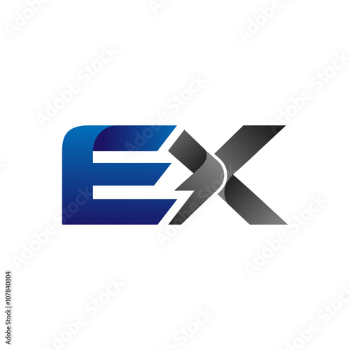 Modern Simple Initial Logo Vector Blue Grey ex