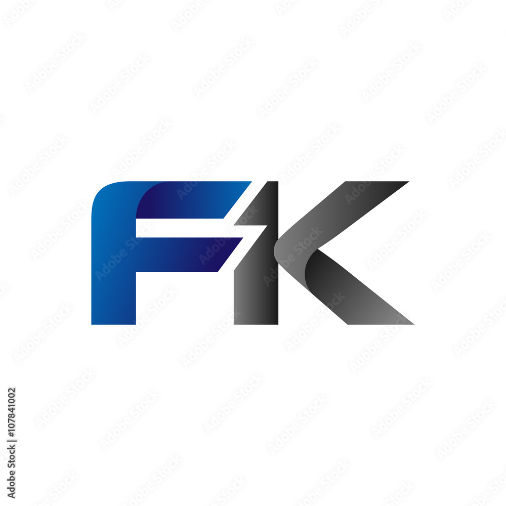 Modern Simple Initial Logo Vector Blue Grey fk Modern Simple Initial Logo Vector Blue Grey fk