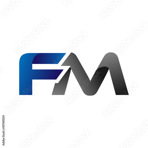 Modern Simple Initial Logo Vector Blue Grey fm
