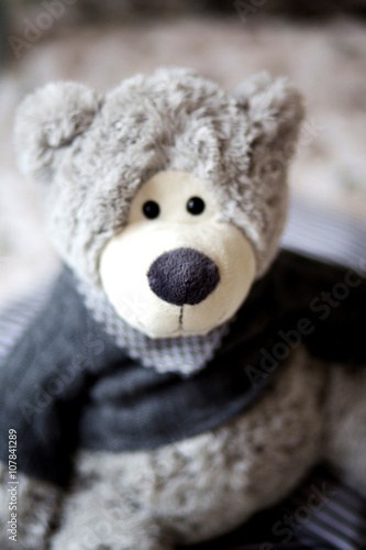 Cute teddy bear on the bed © ribalka yuli