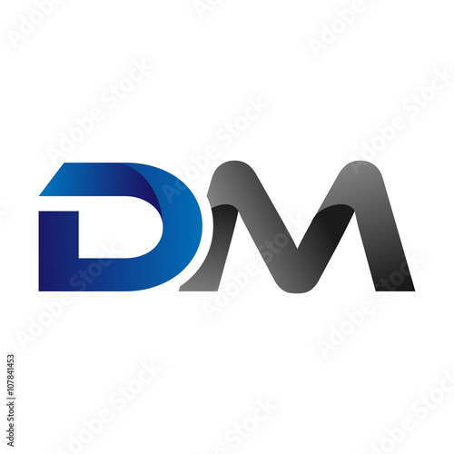 Modern Simple Initial Logo Vector Blue Grey dm