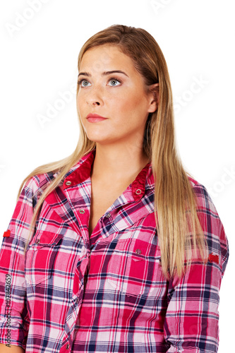 Annoyed and offended blonde young woman