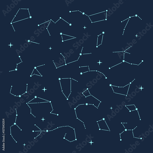 Constellation. Doodle set. Isolated