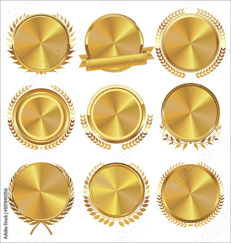 Golden medallion with laurel wreath collection