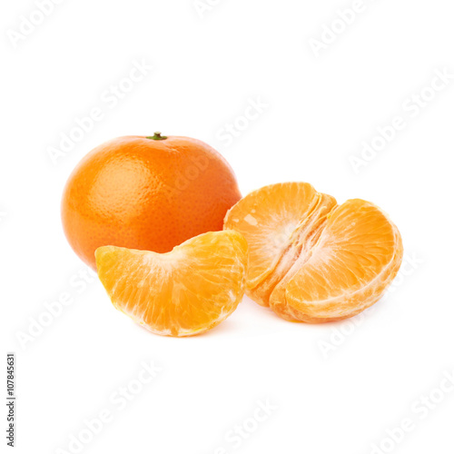 Served tangerine composition isolated over the white background