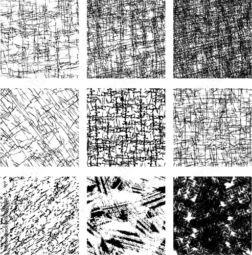 Set of 9 seamless patterns in grunge style. Ready to use as swat