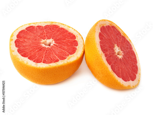 Served grapefruit composition isolated over the white background