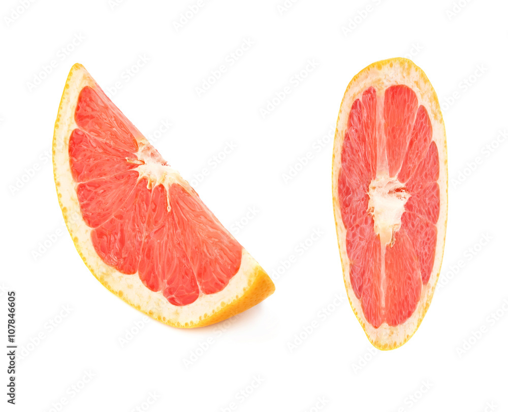 Slice section of grapefruit isolated over the white background Slice section of grapefruit isolated over the white background