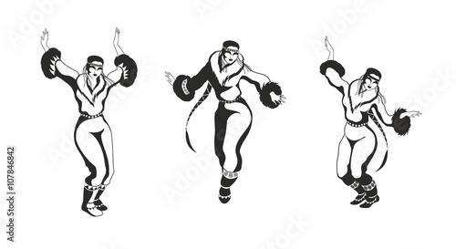 the Chukchi girl in a national suit dances. Set