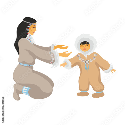 Chukchi mom plays with the baby