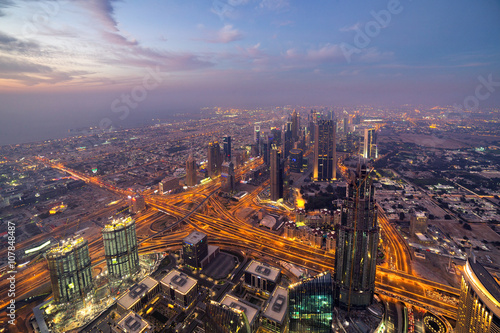 Dubai night skyline Cityscape