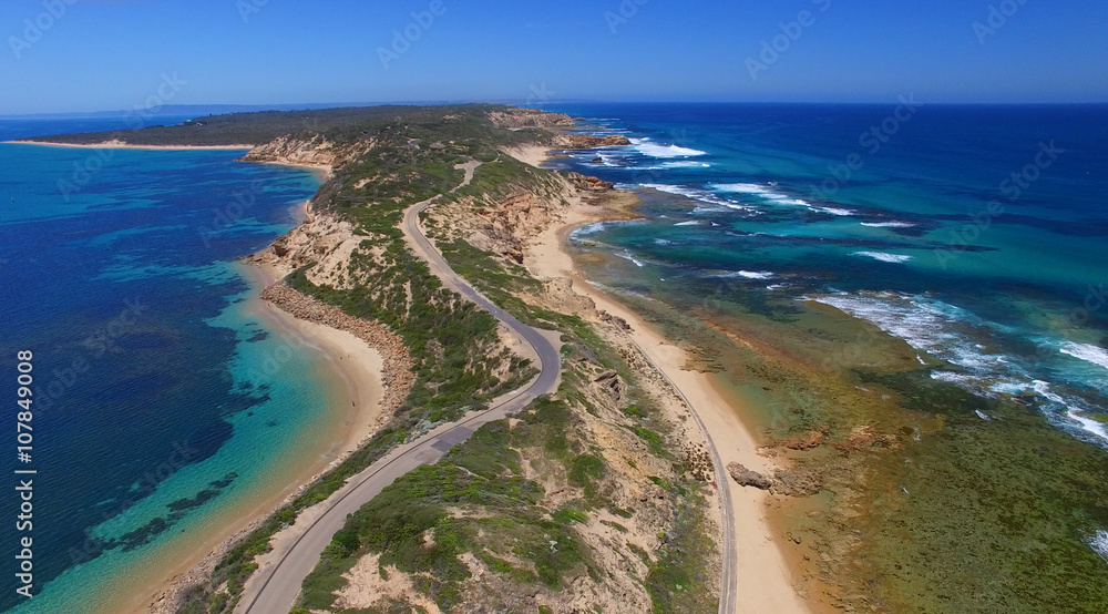 Fort Nepean road as seen from helicopter, Australia