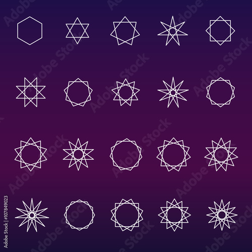 Polygons and polygrams sacred geometry vector set (variable line)