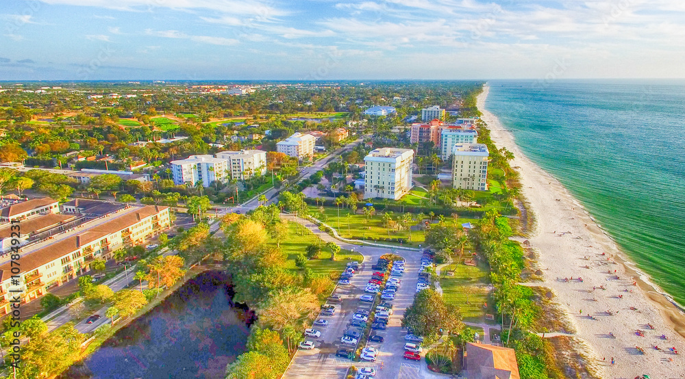 Naples, Florida. Delnor Wiggins park, aerial view