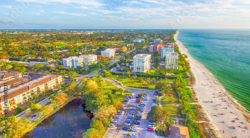 Naples, Florida. Delnor Wiggins park, aerial view photo