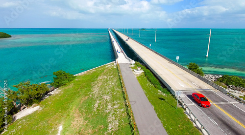 Aerial view of Bridge connecting Keys, Florida