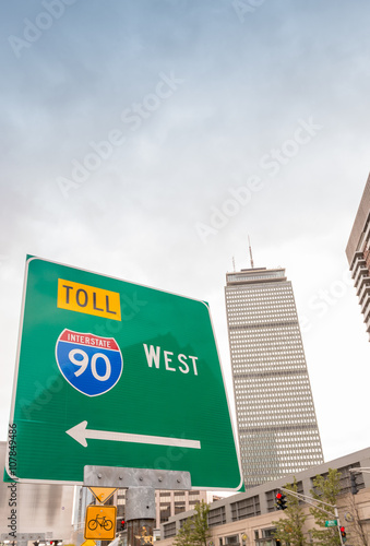 Interstate street sign in Boston, MA