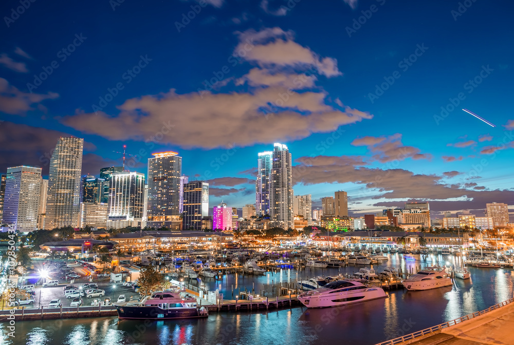 Downtown Miami at sunset, Florida - USA