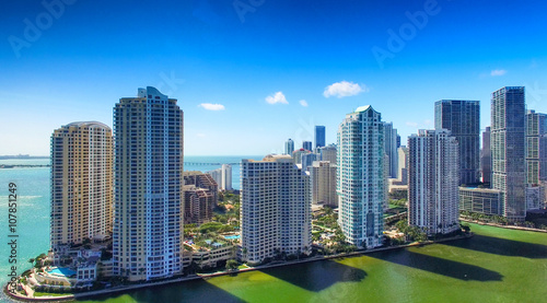 Downtown Miami skyline, beautiful aerial view on a sunny day