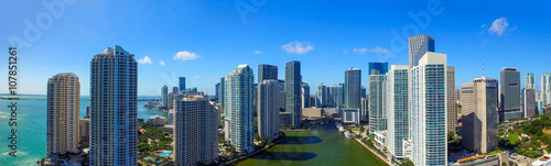 Sunset over Downtown Miami and Brickell, aerial view © jovannig