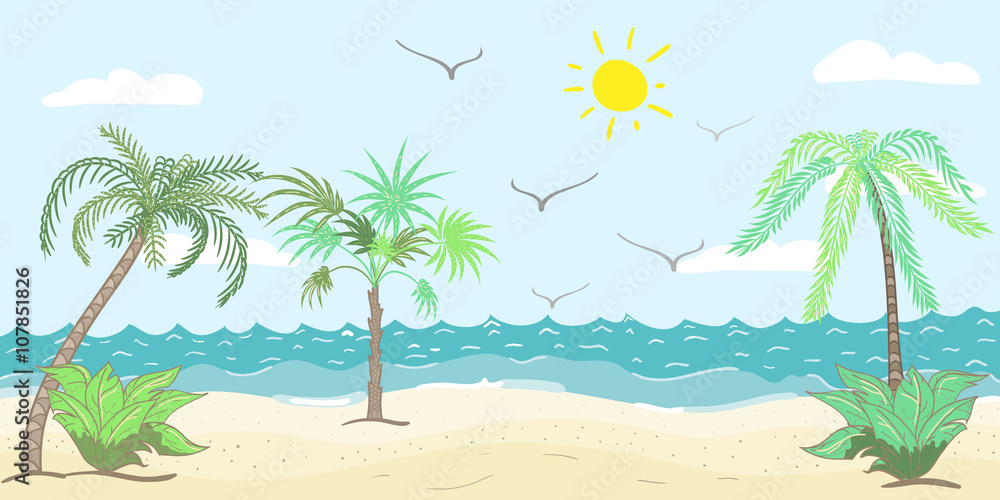 Palm trees and sunny beach