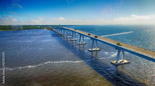 Sanibel Causeway as seen from helicopter photo