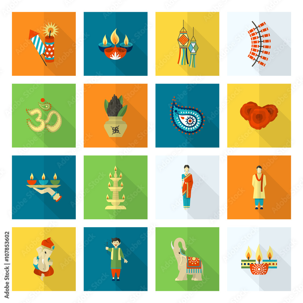 Diwali. Indian Festival Icons Diwali. Indian Festival Icons