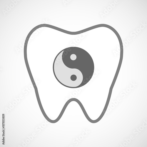 Line art tooth icon with a ying yang