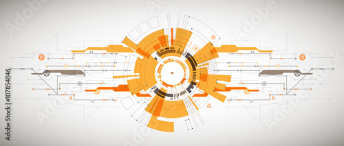 Abstract technological background with various technological ele