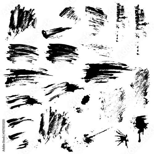 Set of black blots and ink splashes. Abstract elements for desig