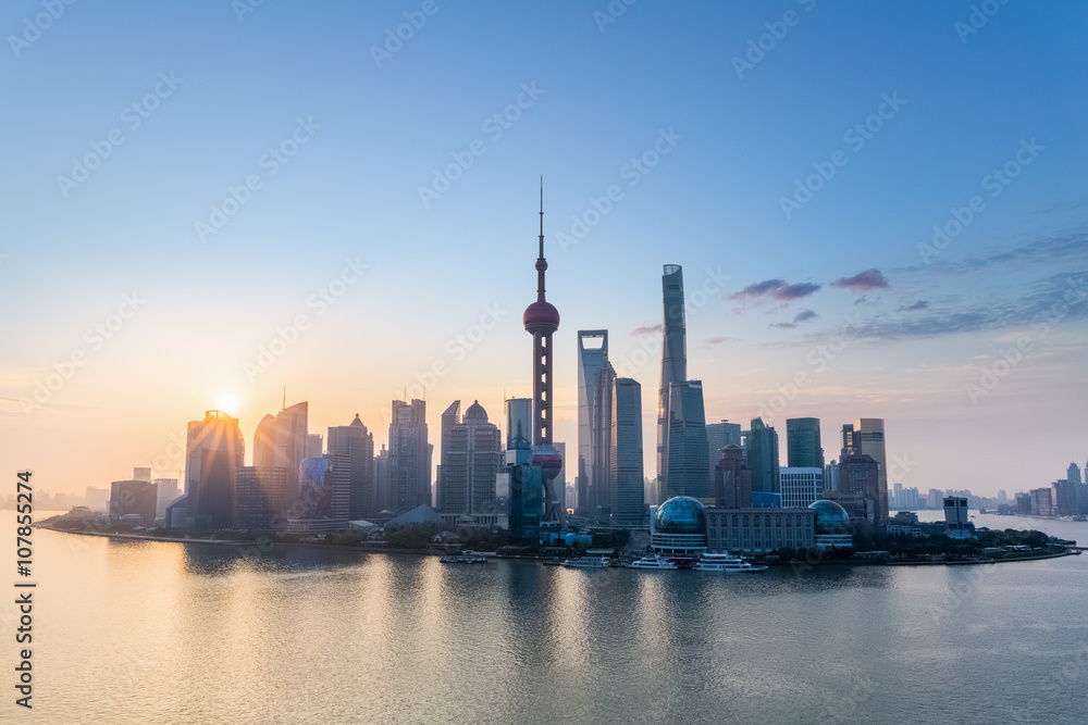 shanghai charm skyline in sunrise