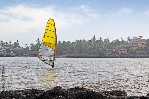 Windsurfer at Dona Paula bay in Goa, India