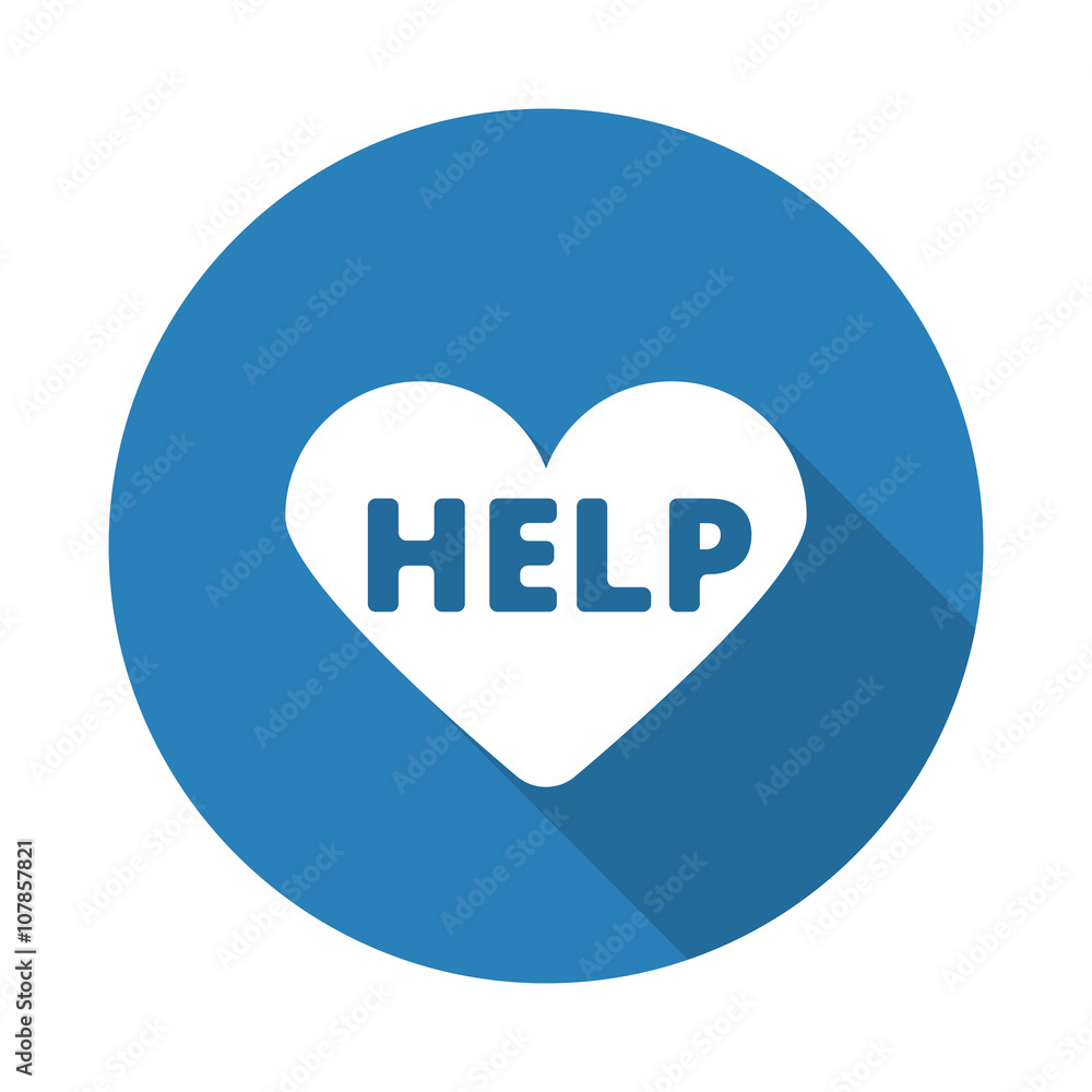 Flat white Defibrillator web icon with long drop shadow on blue Flat white Defibrillator web icon with long drop shadow on blue