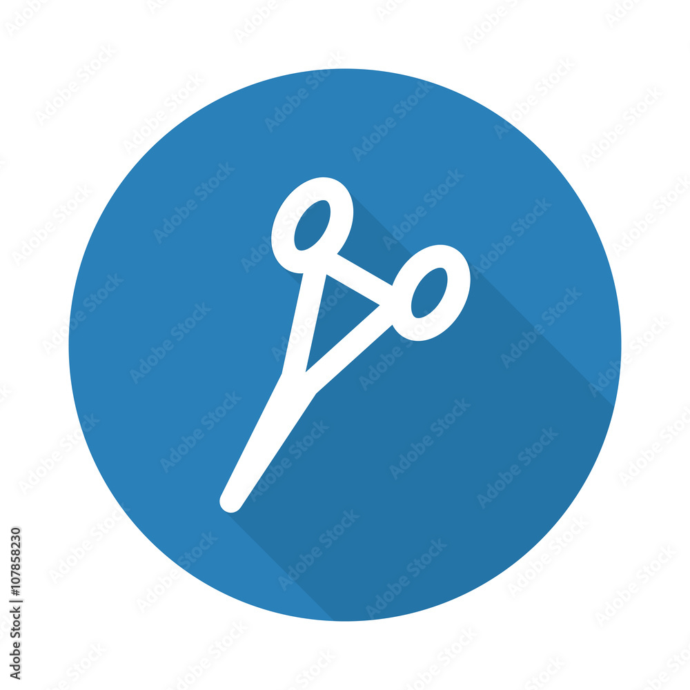 Flat white Surgical Clamps web icon with long drop shadow on blu Flat white Surgical Clamps web icon with long drop shadow on blu