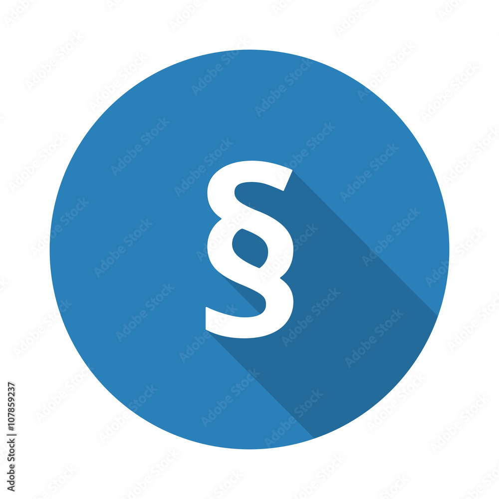 Flat white Paragraph web icon with long drop shadow on blue circ Flat white Paragraph web icon with long drop shadow on blue circ