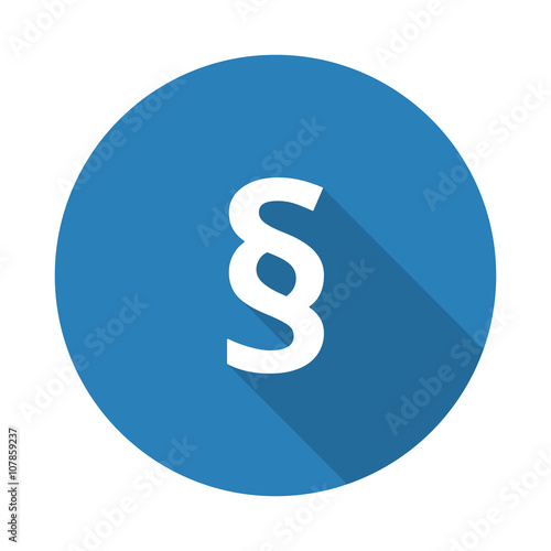 Flat white Paragraph web icon with long drop shadow on blue circ